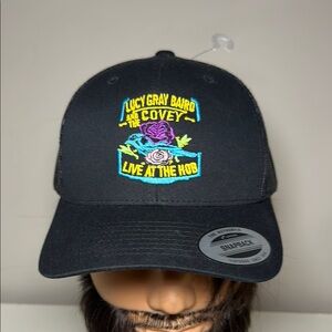 Lucy Gray Baird and the covey live at the hob Black hat with Embroidered Design